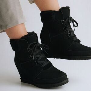UGG Black Suede Wedge Boots